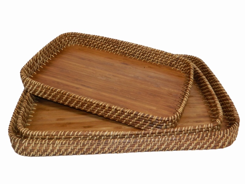 Exquisite Bamboo Rattan Nesting Trays Set - Handwoven Eco-friendly Serving Platters